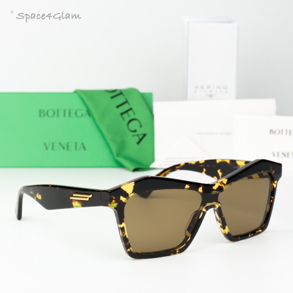 Bottega Veneta Women Sunglasses Havana Brown Shield BV1093S 002 BRAND NEW